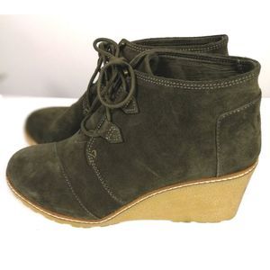 Toms Bootie Dark Gray Suede Sz 10 M Wedge New F15